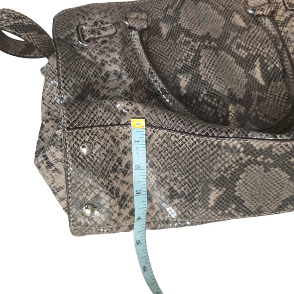 Michael Kors brown snake skin print leather Hamilton satchel/crossbody silver - Picture 9 of 9